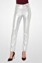 Women Regular Fit Solid Straight Leg Pants, Silver