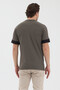 Men's khaki color Jacquard fabric black thick stripe Sleeve Detail Printed Slim Fit t-shirt - 2