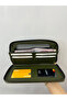 Large Phone Compartment Leather Women's Wallet Clutch Bag Green with Gold Details - 6