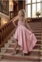 Girls' Evening Dress Pink Stone Cord Strap Heart Collar Clup Satin Tail Evening Dress 9-16 Years - 4
