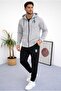 Gray Men's Scuba Italian Printed Black Tracksuit Set
