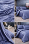 Striped Cotton Satin Indigo Hotel Series Elastic Bed Sheet Double Duvet Cover Set - 4