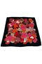 Heart Patterned Square Cut Satin Black Scarf - 90X90 - 2