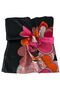 Heart Patterned Square Cut Satin Black Scarf - 90X90