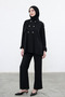Oversized Cut Double-Button Detail Modest Women's Woven Set 3159 – Special Series - 5