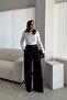 Black Wide Leg Fabric Trousers - 6