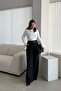 Black Wide Leg Fabric Trousers - 3