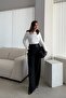 Black Wide Leg Fabric Trousers