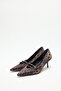 Heels 2604 - Pointed Toe Ribbon Detailed Leopard Women's Heels - 7