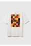 Men's cream 100% cotton front and back Printed logo detailed t-shirt - 4