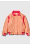 Girl's Orange 100% Cotton Ribbed Hidden Zipper and Snap Closure Bomber Stranger Things Jacket