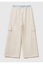 Girl's Ecru Cargo Sweatpants with Pocketed Wide Legs on the Sides - 2