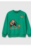 Boy's Green 100% Cotton Oversize Stranger Things Front-Back Printed Sweatshirt