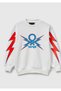 Boys' Cream 100% Cotton Stranger Things Graphic Printed Crew Neck Sweatshirt