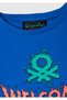 Girl's Blue 100% Cotton Stranger Things T-Shirt with Front Knot Detail and Sleeve Stripe Print - 3