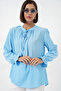 Women's Embroidered Knitted Blouse 941 - Blue - 4
