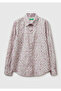 Women's beige mix %100 Cotton Patterned regular fit shirt