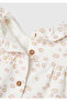 Baby cream Printed button-back long sleeve ruffle collar dress - 3