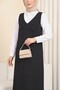 Long Gilet with Tie Shoulders -Black - 3