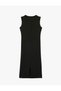 Sleeveless Black Women's Dress with Tie Detail 6Sak80019Ek - 5