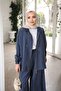 Navy Blue Hooded Wide-Leg Jacket and Pants Set - 3