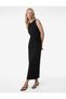 Sleeveless Black Women's Dress with Tie Detail 6Sak80019Ek - 3