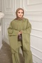 Khaki Buttoned Trousers Poncho Set - 3
