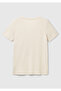 Women's Stone Color 100% Cotton V-Neck Basic T-Shirt - 4