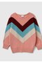 Women's Dusty Rose Cashmere Blend Patterned Boat Neck Stranger Things Sweater - 2