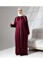 Full Length Zipper Closure Denier Casual Oversize Prayer Ferace - Claret Red - 7