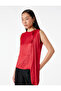 Flowy Shawl Collar Scarf Detailed Sleeveless Satin Blouse