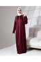 Full Length Zipper Closure Denier Casual Oversize Prayer Ferace - Claret Red - 4