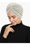 Cross Fukuro Glitter Lined Cream Ready-made Hijab Hijab Evening Dress Bonnet - 4