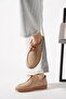 Yerna Rubber Laced Women's Genuine Leather Shoes Beige Suede - 2