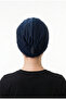 Design Tulle Crystal Stone Embroidered Double-Sided Lined Navy Blue Ready-made Hijab Hijab Evening Dress Bonnet - 5