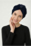 Design Tulle Crystal Stone Embroidered Double-Sided Lined Navy Blue Ready-made Hijab Hijab Evening Dress Bonnet - 2