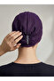 Design Tulle Crystal Stone Embroidered Double Sided Lined Purple Ready Made Hijab Hijab Evening Dress Bonnet - 6