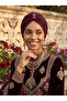 Design Tulle Crystal Stone Embroidered Double Sided Lined Claret Red Ready-made Hijab Hijab Evening Dress Bonnet - 7