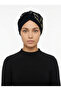 Special Design Black Beige-Black Sequined Mesh Ethnic Patterned Lined Ready-To-Wear Turban Hijab Evening Dress Bonnet - 3