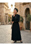 Special Design Black Beige-Black Sequined Mesh Ethnic Patterned Lined Ready-To-Wear Turban Hijab Evening Dress Bonnet - 8