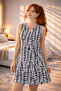 Women's Sleeveless Ring Detail Collar Wrap Fabric Dress (Coloured)