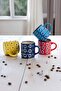 Daisy Patterned Espresso Cup Set of 4 – Ceramic Coffee Cup Turkish Coffee & Espresso Cup - 3