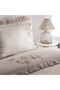 Zaira King Size Duvet Cover Set 100% Organic Cotton Satin Hand Embroidered Beige 240X220 cm - 3
