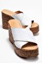Harvey Women's Genuine Leather Wedge Heel Slippers White