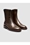Genuine Leather Brown Staple Detailed Zippered Women's Daily Boots - 2
