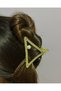 Pearl Detailed Stone Triangle Design Gold Color Hairpin – Stylish and Modern Hair Clip - 3