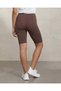 Women Brown Plain Biker Shorts - 4