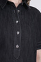 40218 Black Stylish Button-Detail Medium Length Short Sleeve Denim Dress - 6