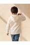 Boys White Cotton Linen Hooded Long Sleeve Shirt - 3