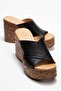 Harvey Women's Genuine Leather Wedge Heel Slipper Black